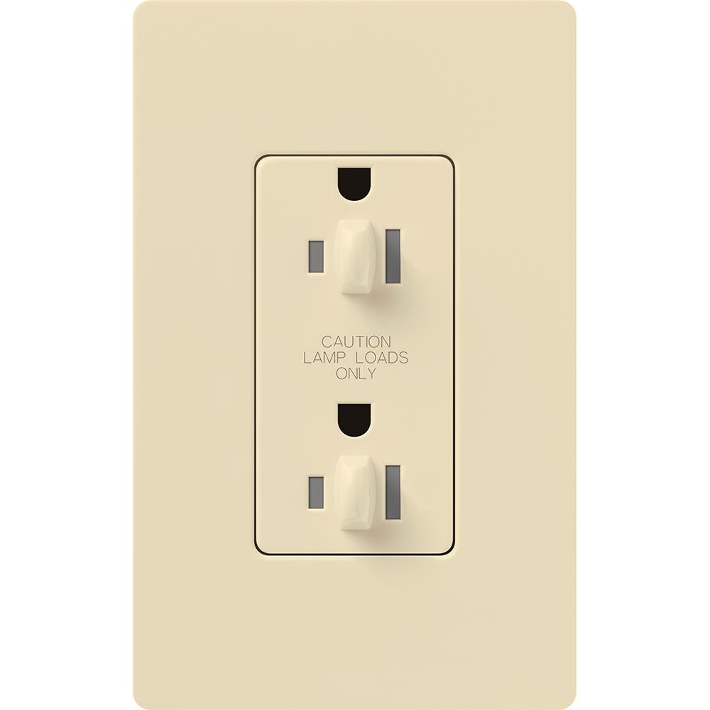 Lutron Architectural 20A Dual Dimming, Tamper Resistant Duplex Receptacle, 125V, Wall Plate Included, Matte Finish, NTR-20-DDTR-BE, Beige