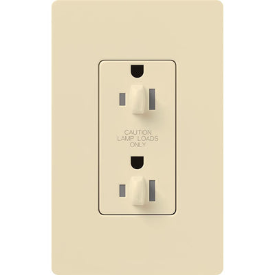 Lutron Architectural 20A Dual Dimming, Tamper Resistant Duplex Receptacle, 125V, Wall Plate Included, Matte Finish, NTR-20-DDTR-BE, Beige