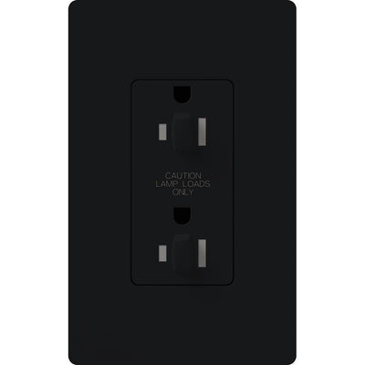 Lutron Architectural 20A Dual Dimming, Tamper Resistant Duplex Receptacle, 125V, Wall Plate Included, Matte Finish, NTR-20-DDTR-BL, Black