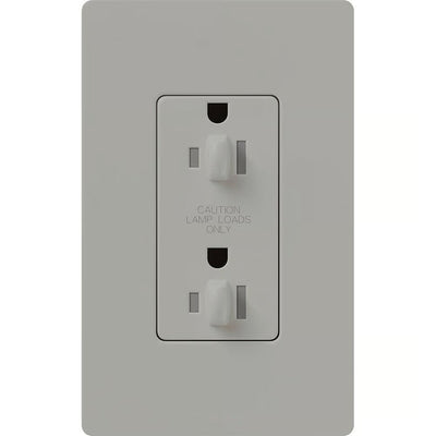 Lutron Architectural 20A Dual Dimming, Tamper Resistant Duplex Receptacle, 125V, Wall Plate Included, Matte Finish, NTR-20-DDTR-GR, Gray