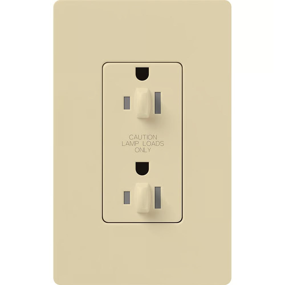 Lutron Architectural 20A Dual Dimming, Tamper Resistant Duplex Receptacle, 125V, Wall Plate Included, Matte Finish, NTR-20-DDTR-IV, Ivory