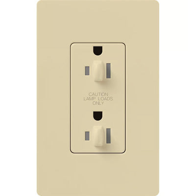 Lutron Architectural 20A Dual Dimming, Tamper Resistant Duplex Receptacle, 125V, Wall Plate Included, Matte Finish, NTR-20-DDTR-IV, Ivory