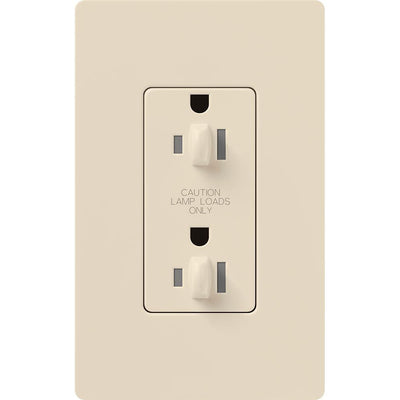 Lutron Architectural 20A Dual Dimming, Tamper Resistant Duplex Receptacle, 125V, Wall Plate Included, Matte Finish, NTR-20-DDTR-LA, Light Almond