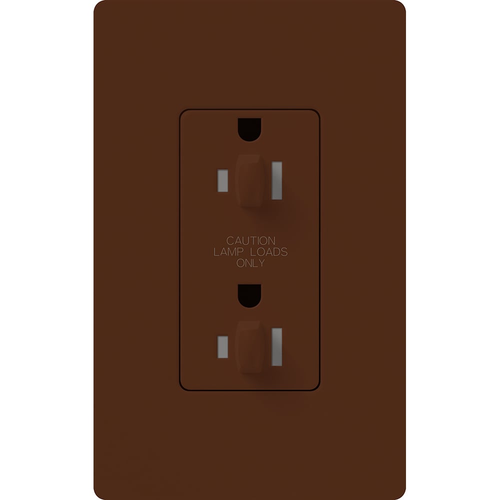 Lutron Architectural 20A Dual Dimming, Tamper Resistant Duplex Receptacle, 125V, Wall Plate Included, Matte Finish, NTR-20-DDTR-SI, Sienna
