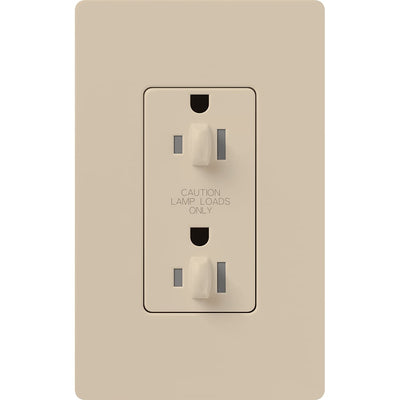 Lutron Architectural 20A Dual Dimming, Tamper Resistant Duplex Receptacle, 125V, Wall Plate Included, Matte Finish, NTR-20-DDTR-TP, Taupe