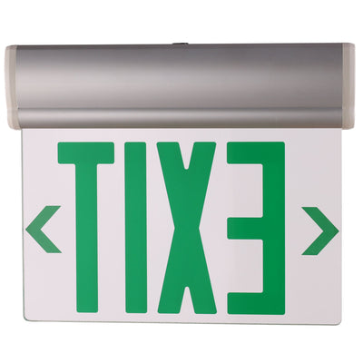 XT-EL1GCA-EM - Edge lit LED Sign with Green Letters in Aluminum Housing