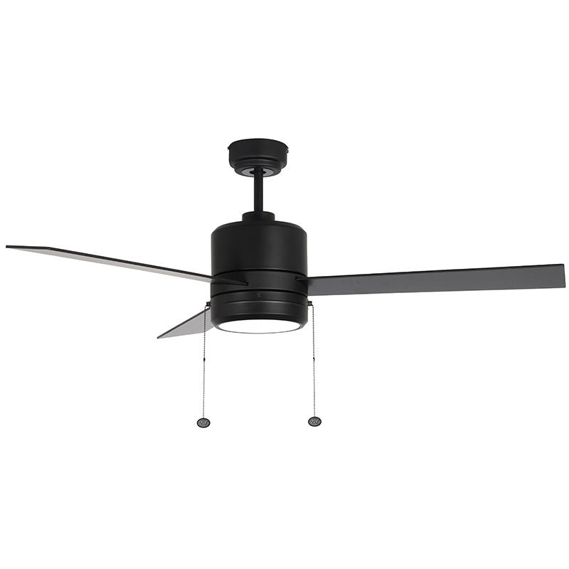 WFL-115-BK - 52" Black Finish Plywood 3-Blade Ceiling Fan and Light 20W 30K/40K/50K