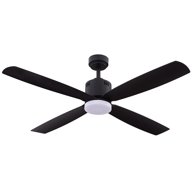 WFL-117DL-BK - 52" Black Finish ABS 4-Blade Ceiling Fan & Down Light 19W 3000K