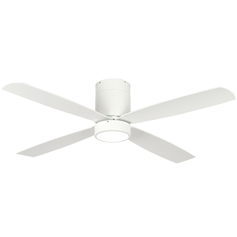 WFL-118-WH - 52" White Finish AB 4-Blade Ceiling Fan and Light 19W 3000K