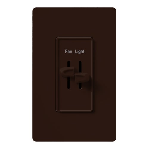 Lutron Skylark Dual Dimmer Switch and Fully Variable Fan Control, 300W Incandescent/Halogen and 2.5A Fan, No Neutral Required, S2-LF-BR,Brown