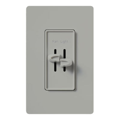 Lutron Skylark Dual Dimmer Switch and Fully Variable Fan Control, 300W Incandescent/Halogen and 2.5A Fan, No Neutral Required, S2-LF-GR, Gray