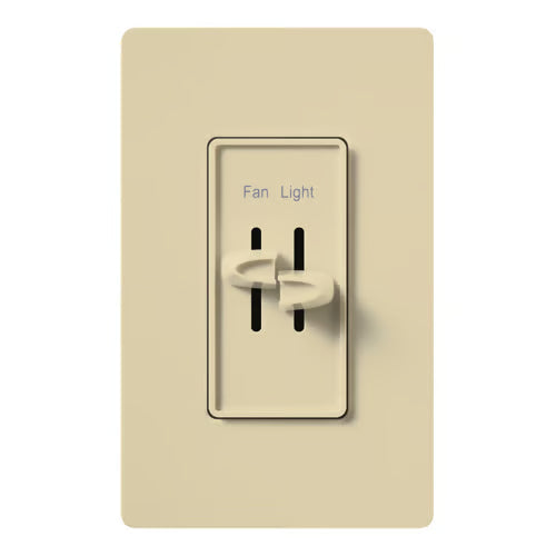 Lutron Skylark Dual Dimmer Switch and Fully Variable Fan Control, 300W Incandescent/Halogen and 2.5A Fan, No Neutral Required, S2-LF-IV, Ivory