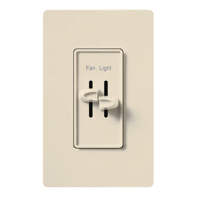 Lutron Skylark Dual Dimmer Switch and Fully Variable Fan Control, 300W Incandescent/Halogen and 2.5A Fan, No Neutral Required, S2-LF-LA, Light Almond