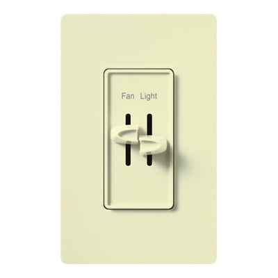 Lutron Skylark Dual Dimmer Switch and Fully Variable Fan Control, 300W Incandescent/Halogen and 2.5A Fan, No Neutral Required, S2-LFH-AL, Almond