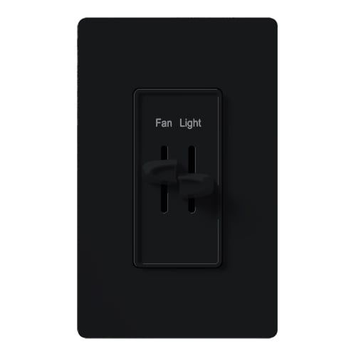 Lutron Skylark Dual Dimmer Switch and Fully Variable Fan Control, 300W Incandescent/Halogen and 2.5A Fan, No Neutral Required, S2-LFH-BL, Black