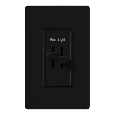 Lutron Skylark Dual Dimmer Switch and Fully Variable Fan Control, 300W Incandescent/Halogen and 2.5A Fan, No Neutral Required, S2-LFH-BL, Black