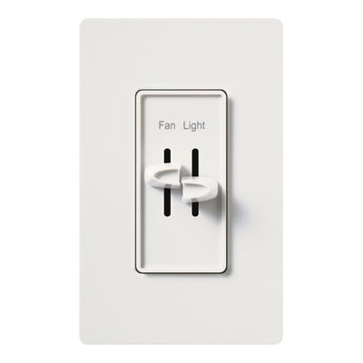 Lutron Skylark Dual Dimmer Switch and Fully Variable Fan Control, 300W Incandescent/Halogen and 2.5A Fan, No Neutral Required, S2-LFH-WH, White