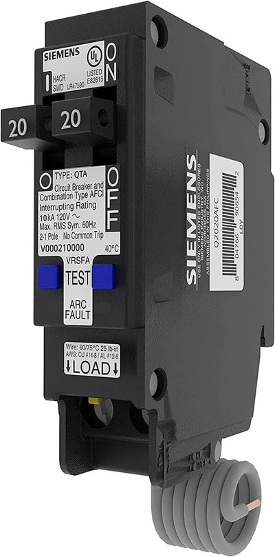 Siemens Q2020AFC 20-Amp 2-Pole Tandem AFCI Combination Circuit Breaker