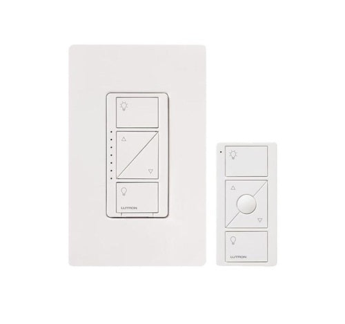 Lutron Caseta Original Smart Lighting Dimmer Switch and Remote Kit, 150W LED+ Dimmer/3-Button Pico Smart Remote/Claro Wall Plate, P-PKG1W-WH, White